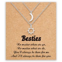 Shonyin Sun and Moon Best Friend Necklaces for Women 2 PCS, Friendship Bessties Necklace Set Jewelry Gifts for Teen Girls-s