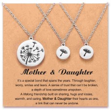 Shonyin Mother Daughter Necklace Set for 2/3, Matching Dandelion Necklace Jewelry Gifts for Daughters Mom Women-3