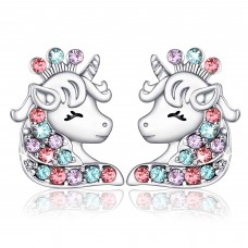 Shonyin Silver Unicorn Hypoallergenic Earrings Christmas Birthday Party Jewelry Gift for Girls Women-3