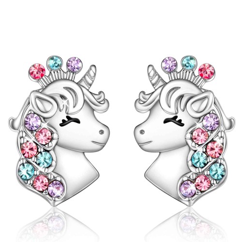 Shonyin Silver Unicorn Hypoallergenic Earrings