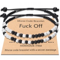 Shonyin Fuck Off Morse Code Bracelets for Women Long Distance Friendship Bff Best Friend Gifts Funny Birthday Christmas White Elephant Jewelry Gift Set for 2 Her Bestie Teen Girls Y035 fuck off 2pc Y035 fuck off 2pc