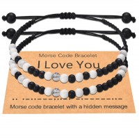Shonyin Couples Bracelets Gifts for Boyfriend Girlfriend I Love You Morse Code Bracelets Matching Bracelets for bf Him Her Christmas Valentines Day Birthday Anniversary Jewelry Gift Y036 i love you