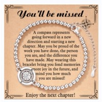 Shonyin Coworker Retirement Gifts for Women 2023 Going Away Leaving Gifts, Compass Bracelet You Will Be Missed Farewell Goodbye Gifts for Coworker Co Worker Friends Her Woman Manager Boss Teacher Employee Y048 compass silver missed