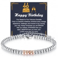 Shonyin 1983 40th Birthday Gifts for Women Mom Best Friend, Unique Silver Beads Happy Birthday Bracelets Gifts Ideas for Sister Friendship Wife Girlfriend Y049 bir br 40