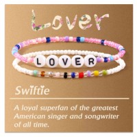 Shonyin Lover Charm TS Concert Outfit Merch Friendship Beads Bracelets to Trade Eras Tour Accessories Merchandise Jewelry Gifts Birthday Items for Women Girls Y053 lover br