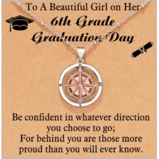 Shonyin 6th Grade Graduation Gifts for Her 2023 Compass Necklace, Graduation Necklace for Elementary School Fifth Grade Grad Jewelry Gifts for Girls Daughter Granddaughter Niece Sister Best Friend Y042 com ne 6th
