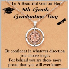 Shonyin 8th Grade Graduation Gifts for Her 2023 Compass Necklace, Graduation Necklace for Elementary School Fifth Grade Grad Jewelry Gifts for Girls Daughter Granddaughter Niece Sister Best Friend Y042 com ne 8th