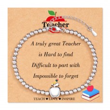 Shonyin Teachers Gifts from Students, Best Teacher Appreciation Gift for Women Apple Teacher Bracelet Jewelry End of Year Teacher Gifts-N042 SB Br