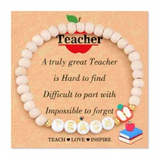 Shonyin Teachers Gifts from Students, Best Teacher Appreciation Gift for Women Apple Teacher Bracelet Jewelry End of Year Teacher Gifts-N042 WB Br