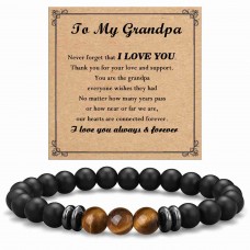 Shonyin Grandpa Gifts Fathers Day Gift from Grandkids Papa Gifts Stone Beads Jewelry Bracelet for Men Best Grandpa Ever Gifts from Granddaughter Grandson on Fathers Day Birthday Christmas-N045 GP br
