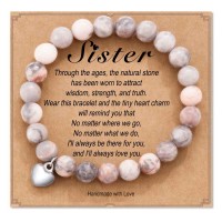 Shonyin Sister Gifts from Sister Brother, Natural Stone Beads Sister Bracelet Jewelry Gifts for Sister Big Sister Gift Meaningful Gifts for Sister, Big Sister, Little Sister, Sister in Law on Birthday, Going Away, Distance, Christmas Gifts-N049 Sis Br