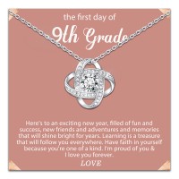 Shonyin Back to School Gifts, First Day of School Necklace , Love Knot Necklaces for 9th Grade/Freshman Year from Mom/Dad/Grandma/Friends, High School/College Unique Gift…L02-9th grade