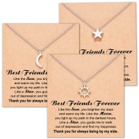 Shonyin Sun Moon (Star) Best Friend Necklaces for Women 2/3 Pcs, Friendship BFF Sisters Necklace Set Jewelry Gifts for Teen Girls-Sh19 bff sms