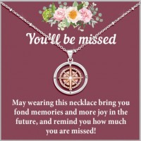 Shonyin Farewell New Job Goodbye Going Away Leaving Job Gifts for Coworkers Manager Boss, Rotate Compass Necklace Moving Away Jewelry Gifts for Friends Women Y029-missed