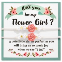 Shonyin Flower Girl Gift Flower Girl Bracelet Proposal Gifts from Bride Rose Flower Bracelet Will You Be My Flower Girl Jewelry Gifts Set for Wedding Y030 FG 2