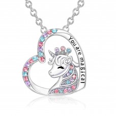 Shonyin Unicorn Necklace for Women Girls CZ Stone Heart Pendant Necklace with You are Magical Message Christmas Birthday Party Jewelry Gift for Daughter Granddaughter Niece-new crown Shonyin Unicorn Necklace for Women Girls CZ Stone Heart Pendant Necklace with You are Magical Message Christmas Birthday Party Jewelry Gift for Daughter Granddaughter Niece-new crown