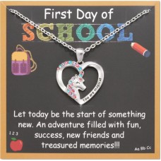 Shonyin Back to School Necklace First Day of School Gifts for Girls Separate Anxiety Unicorn Heart Necklace Jewelry for Daughter Granddaughter Niece from Mom Dad Aunt Uncle Y028- school